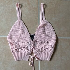 Rue 21 Arden B Pink Lace-Up Knit Bralette Medium